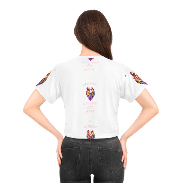 Queen Heart in Love Crop Tee (AOP)