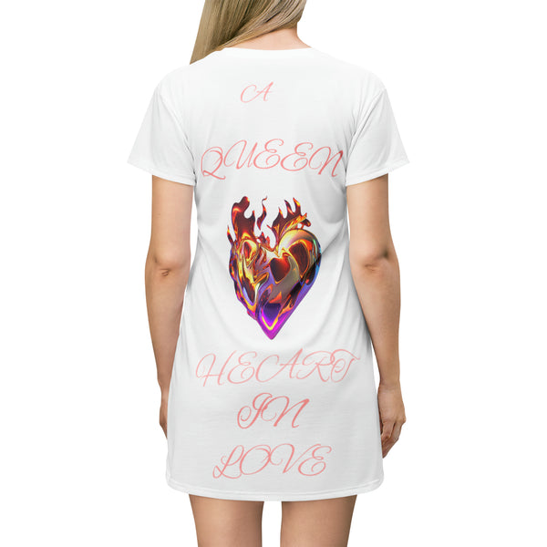 Queen Heart in Love T-Shirt Dress (AOP)