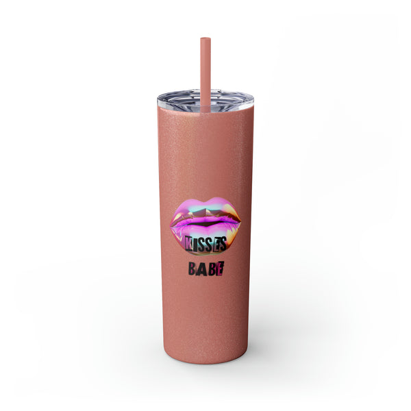 Kisses Babe Skinny Tumbler with Straw, 20oz