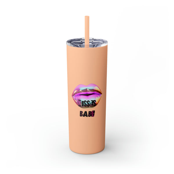 Kisses Babe Skinny Tumbler with Straw, 20oz