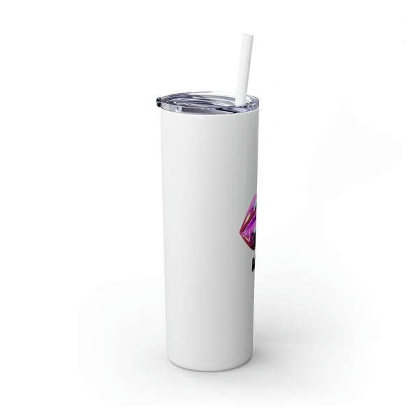 WHITE KISSES BABE Skinny Tumbler with Straw, 20oz