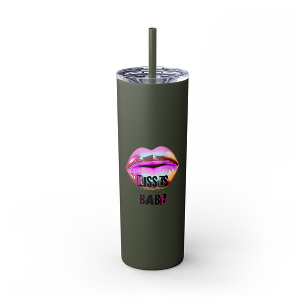 Kisses Babe Skinny Tumbler with Straw, 20oz