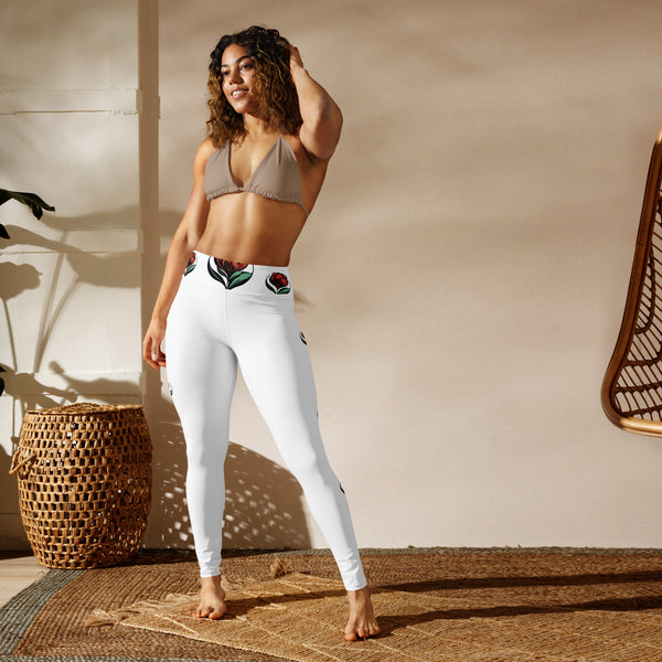 Rose White Yoga Leggings